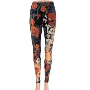 Running Bare Multicolor Floral High Waisted Pull On Yoga Leggings Size 2 Size 4